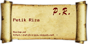 Petik Riza névjegykártya